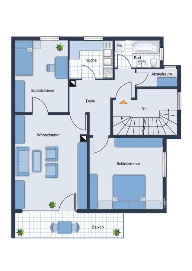 Grundriss - Gemütliche 3-Zimmer-Wohnung mit Balkon in Ismaning