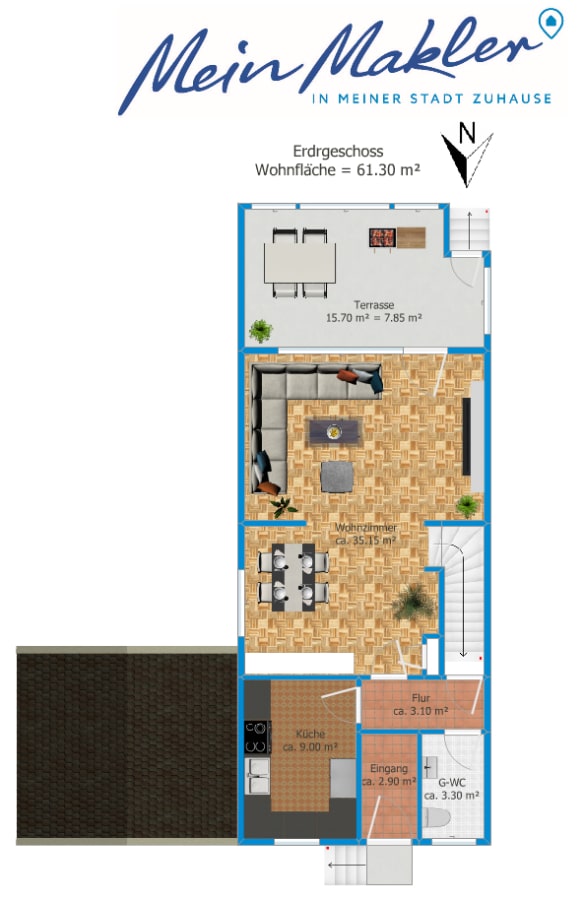 Grundriss Erdgeschoss - Das perfekte Familiennest | Viel Platz in ruhiger Top-Lage