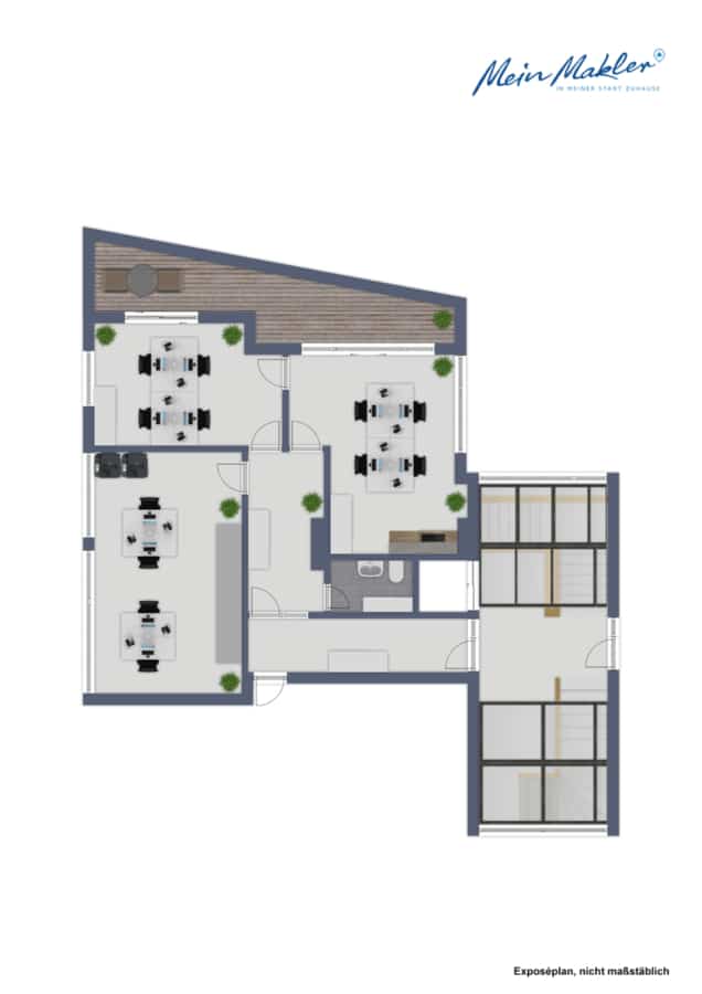 Grundriss 2 OG rechts - Top-Bürofläche mit Loggia und Erweiterungspotential in bester Lage