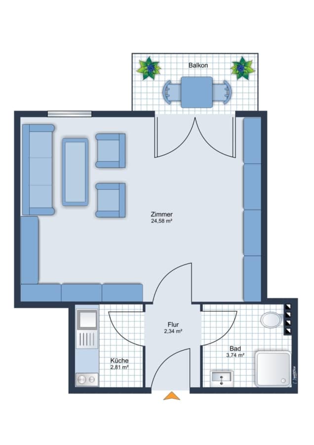 Grundriss - 1-Zimmer-Wohnung mit Flair in Stein