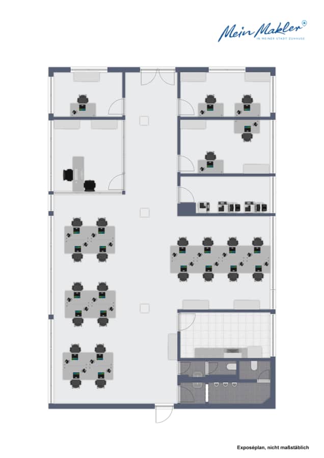 Grundriss - Moderne Büroeinheit mit Flexibilität und Sichtbarkeit