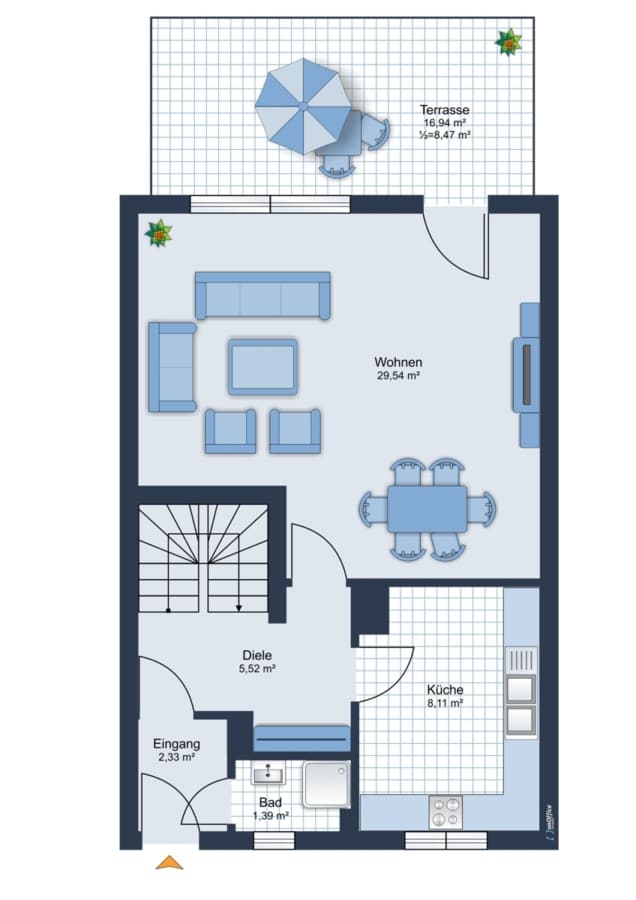 Grundriss EG - Start frei für Ihre Familie - Energiesparhaus mit Effizienzklasse B direkt in Moorenbrunn