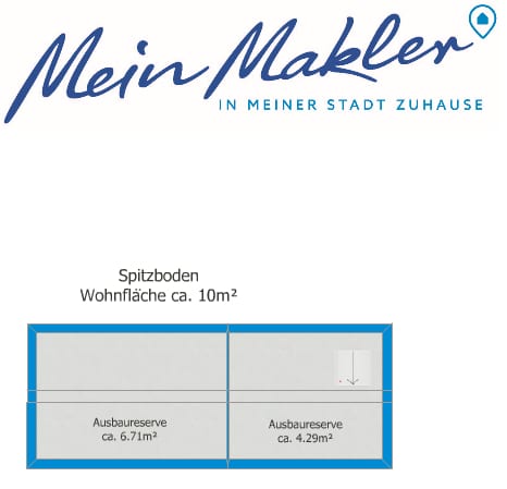 Grundriss Spitzboden - Ruhige ETW mit viel Platz | Kleingarten | Dachterrasse | Ausbaureserve