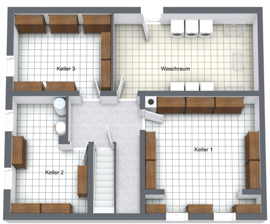 Grundriss Keller - Drei Einheiten, viele Möglichkeiten