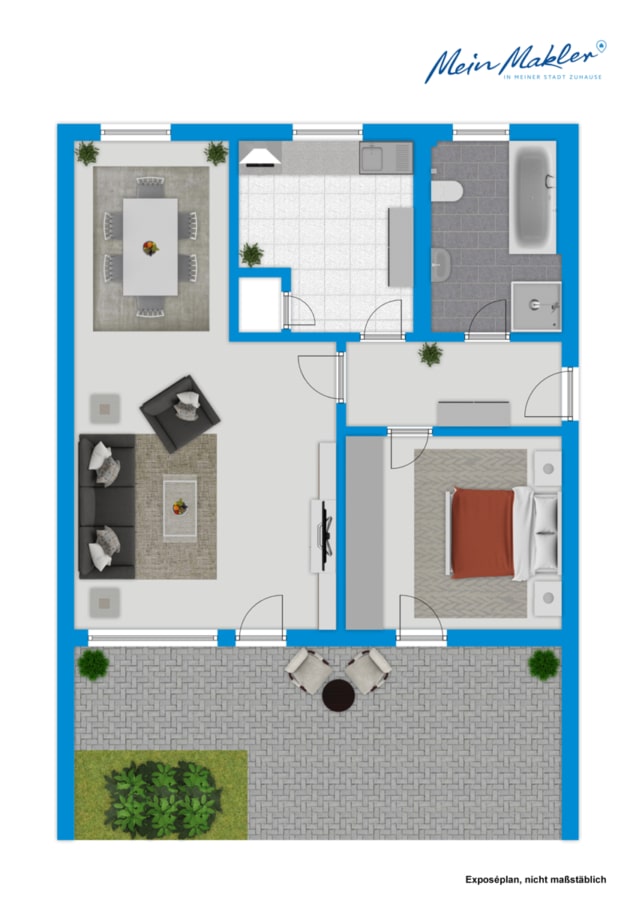 Grundriss - Erdgeschosswohnung mit Terrasse in Heisingen