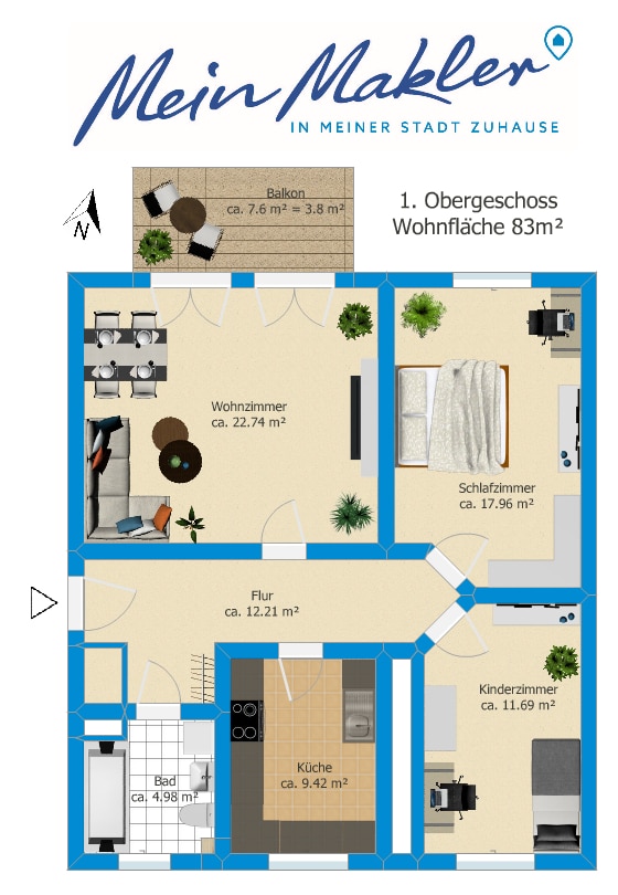 1.Obergeschoss - Stabile Kapitalanlage als zukunftssichere Investition – TG-Stellplatz l Aufzug l Balkon