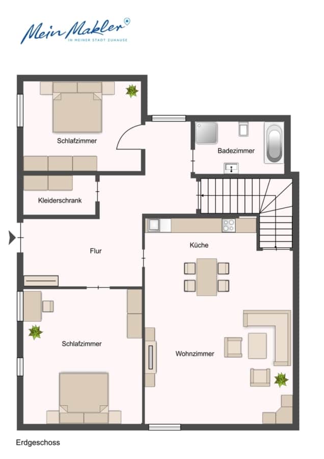 Grundriss - Vielfalt trifft Komfort – Gartenwohnung mit Wohnraum auf zwei Ebenen