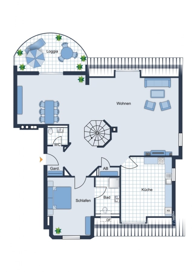 Grundriss 3. OG - Maisonette-Wohnung Andante