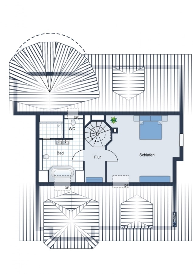 Grundriss Spitzboden - Maisonette-Wohnung Andante