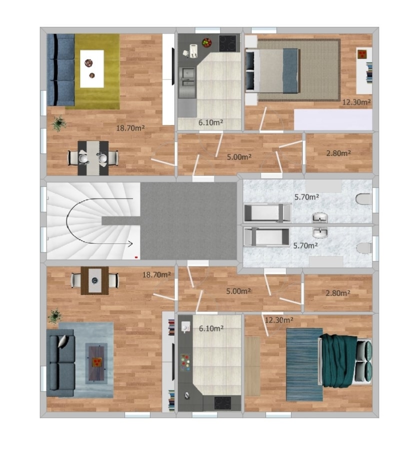 Grundriss OG Wohnungen - Ihre perfekte Kapitalanlage - Exklusives Wohn- und Geschäftshaus in Limbach-Oberfrohna