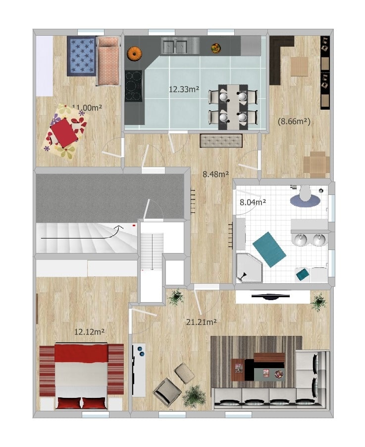 Grundriss DG Wohnung - Ihre perfekte Kapitalanlage - Exklusives Wohn- und Geschäftshaus in Limbach-Oberfrohna