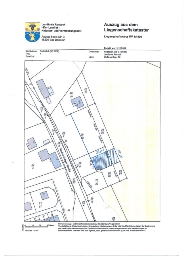 Grundstücks Plan - Eins der letzten Bauträgerfreie Grundstücke in Reddelich.