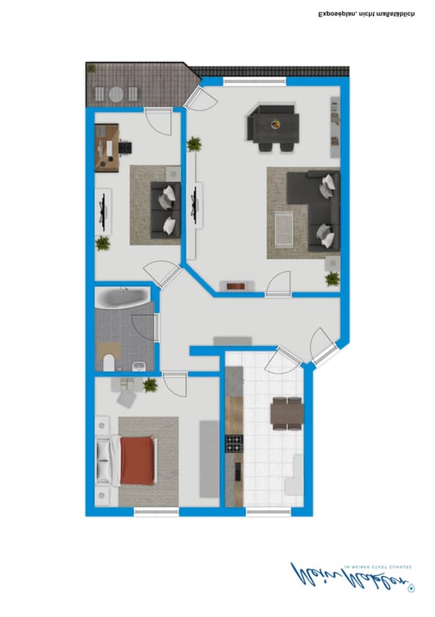 Grundriss - Attraktive 3-Zimmer-Wohnung mit sonniger Loggia