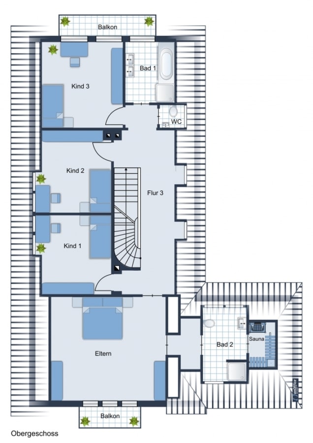 Grundriss OG - Villa Sunshine