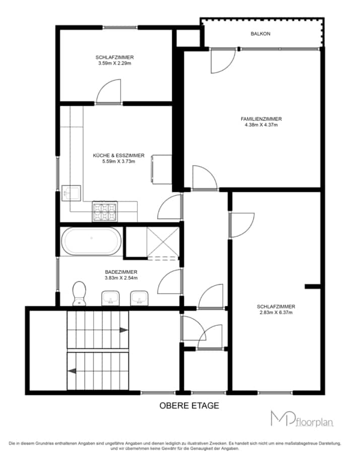 Obergeschoss - Attraktive 3-Zimmer-Wohnung mit Loggia und stabiler Mieteinnahme