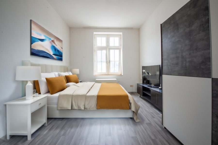 Virtual Staging Schlafbereich - Zentral gelegene 3-Zimmer-Wohnung mit Balkon und viel Platz zur individuellen Gestaltung